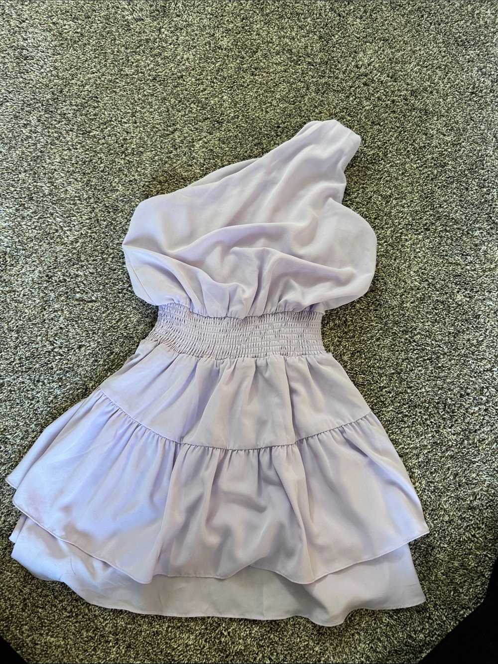 Pink Lily One-Shoulder Lilac Tiered Dress